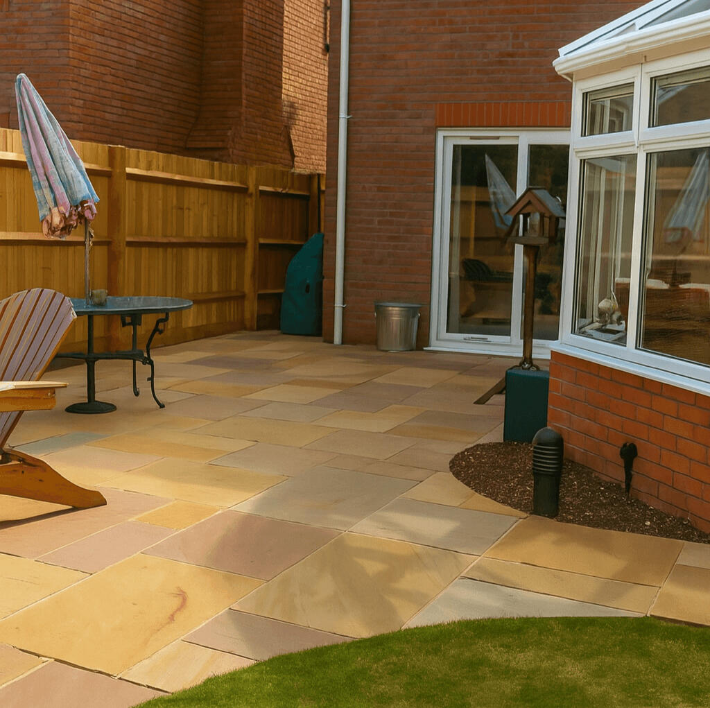 Low-maintenance garden design featuring artificial turf and raised brick planters by N&P Landscaping Northampton